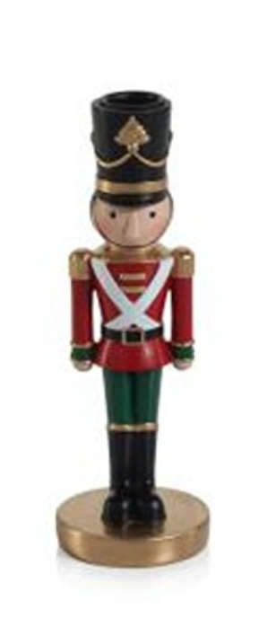 Nutcracker Taper Holder- Red & Green, 8"