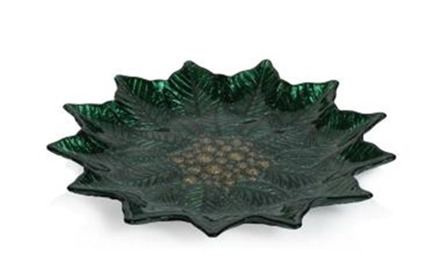 Poinsettia Glass Plate, 9.5"