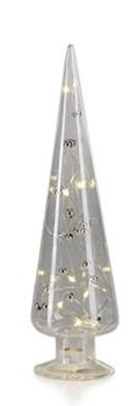 LED Glass Tree w/ Silver Beads-Large