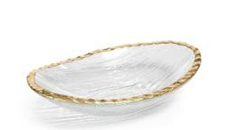 Clear Textured Bowl with Jagged Gold Rim-Small