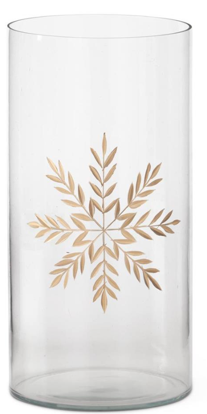 Clear Glass Etched Gold Snowflake Containers- 3 Sizes