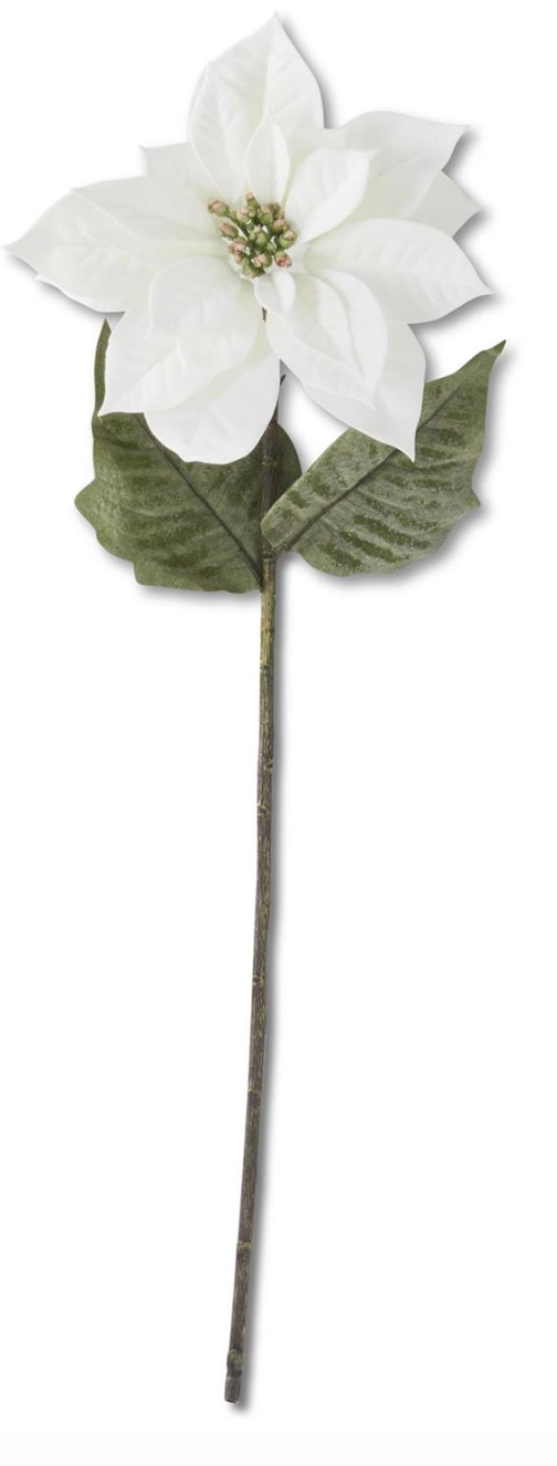 29 Inch White Poinsettia Stem