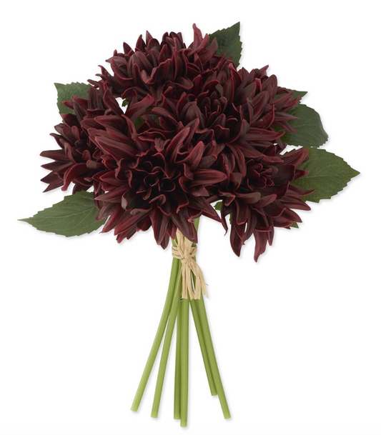 12 Inch Burgundy Real Touch Dahlia Bundle (6 Stems)