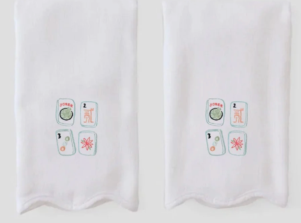 Mahjong Tiles Scalloped Powder Bath Towels