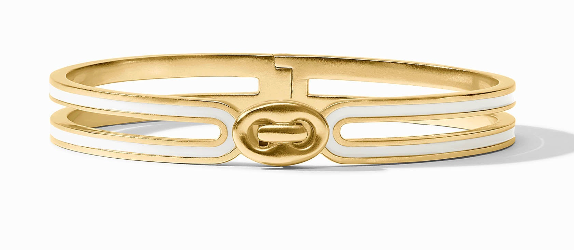 Laguna Enamel Hinge Bangle-Ivory