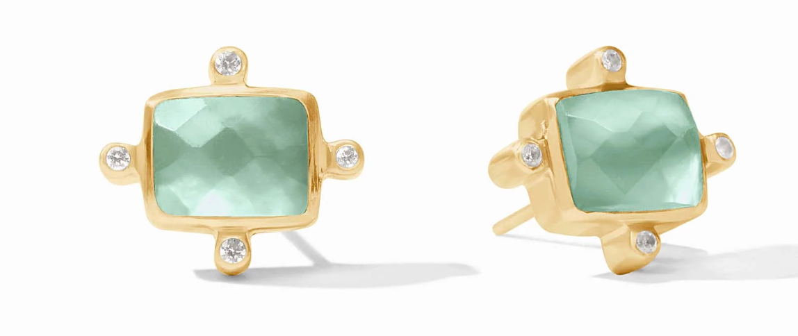 Clara Stud-Iridescent Aquamarine Blue