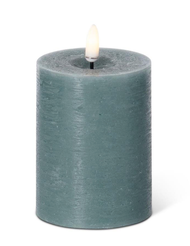 4x3 Inch Dark Green ON/OFF Touch LED Pillar Candle w/Timer