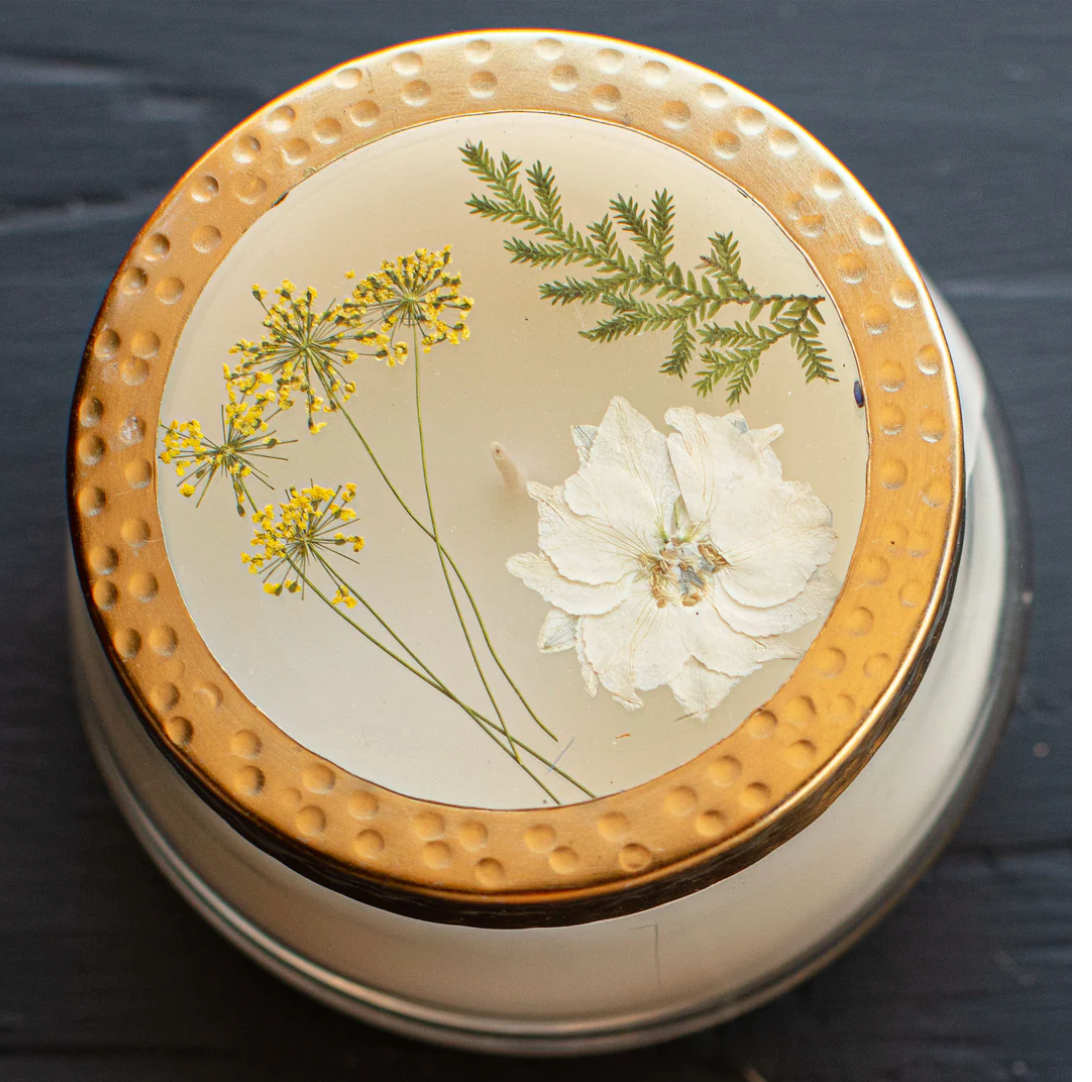 Accent Pressed Floral Candle - Honey Tobacco