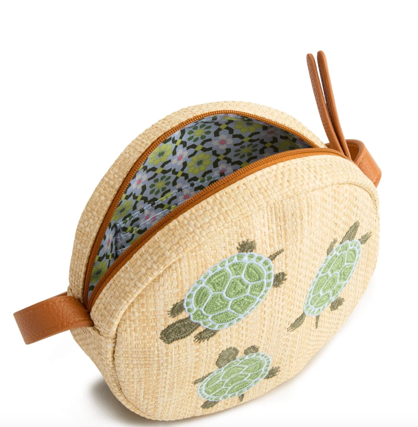 Canteen Crossbody-Turtles in Woven Faux Straw