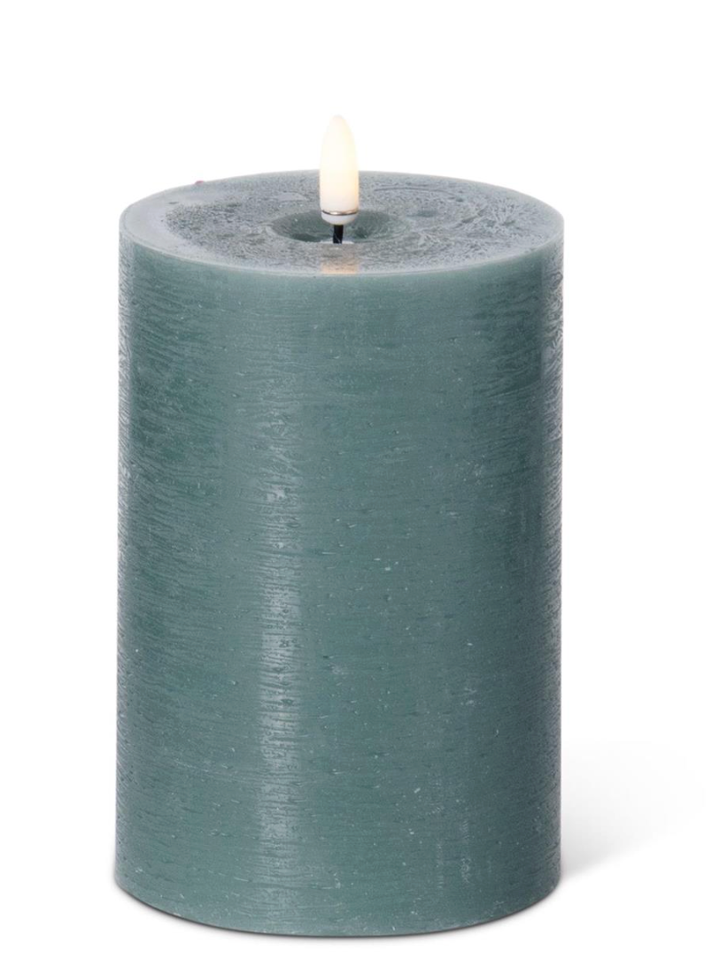 6x4 Inch Dark Green ON/OFF Touch LED Pillar Candle w/Timer