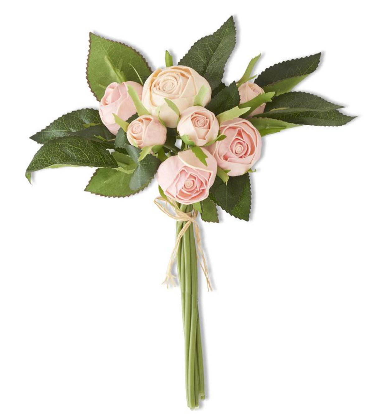 10 Inch Pink Real Touch Cabbage Rose Bundle (7 Stems)