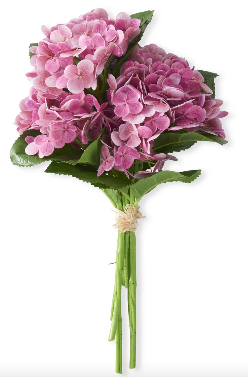 13 Inch Dark Pink Real Touch Hydrangea Bundle (6 Stems)