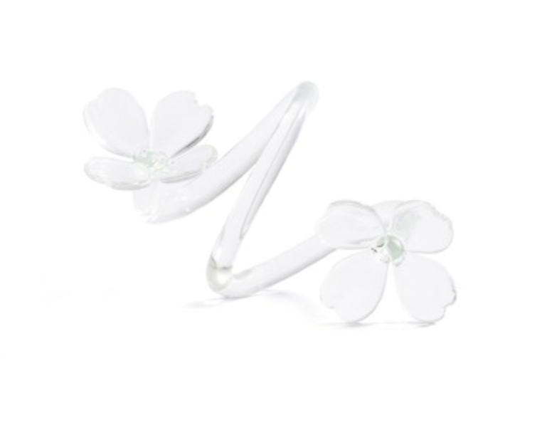 Botanica Set/4 Glass Flower Napkin Rings-Clear