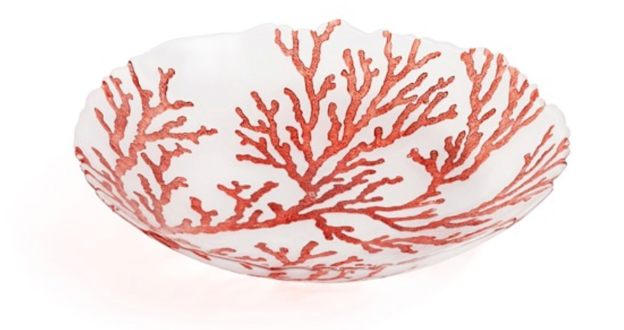 Glass Coral Design Bowl, 13" x 2.75"