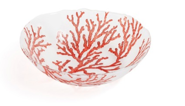 Glass Coral Design Bowl, 8.75" x 2.5"