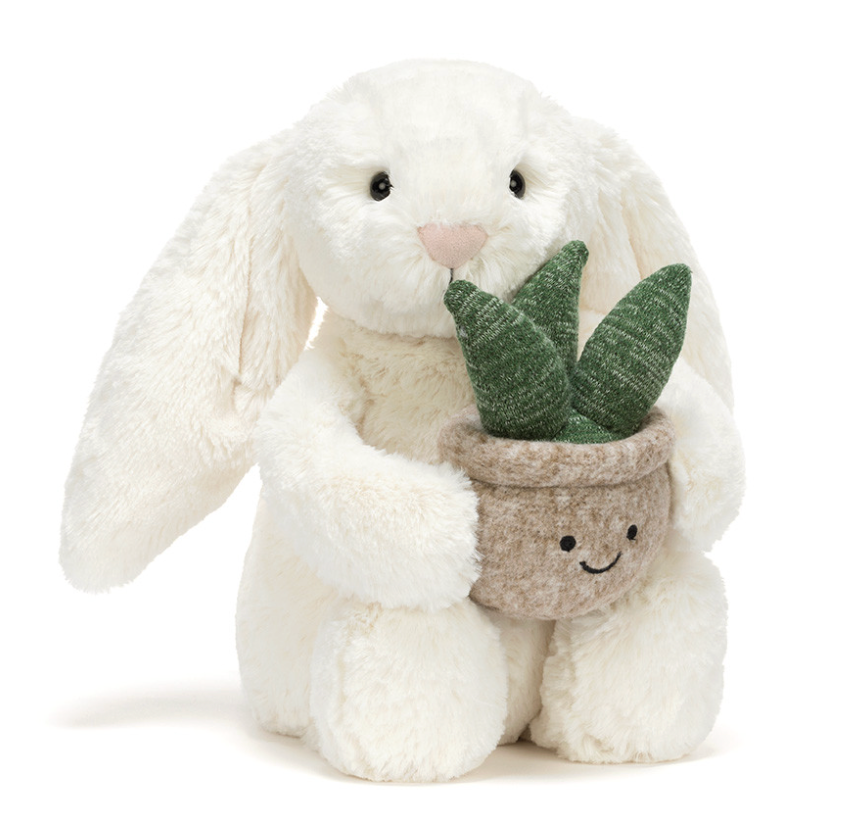 Cream Bunny with Plant