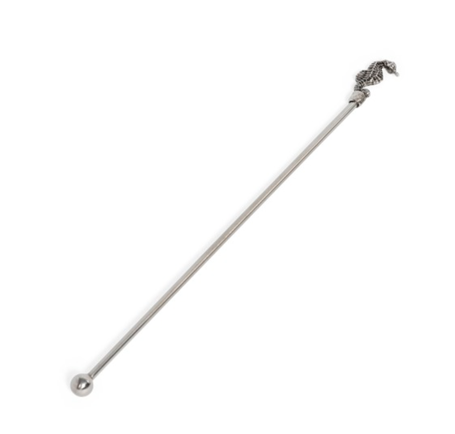Sea Horse Drink Stirrer, Silver- 7.75"
