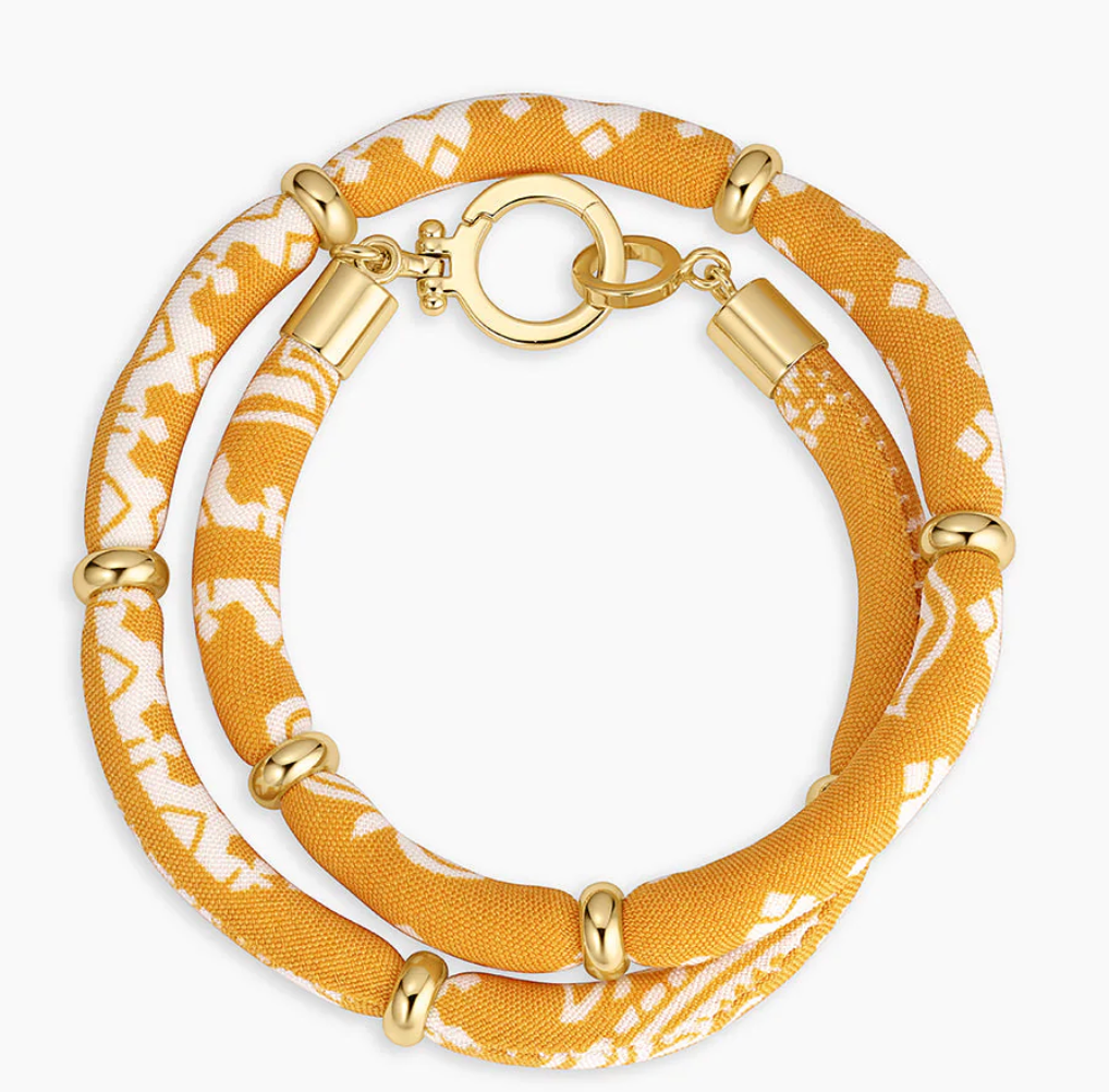 Paisley Bandana Wrap Bracelet- Yellow/Gold