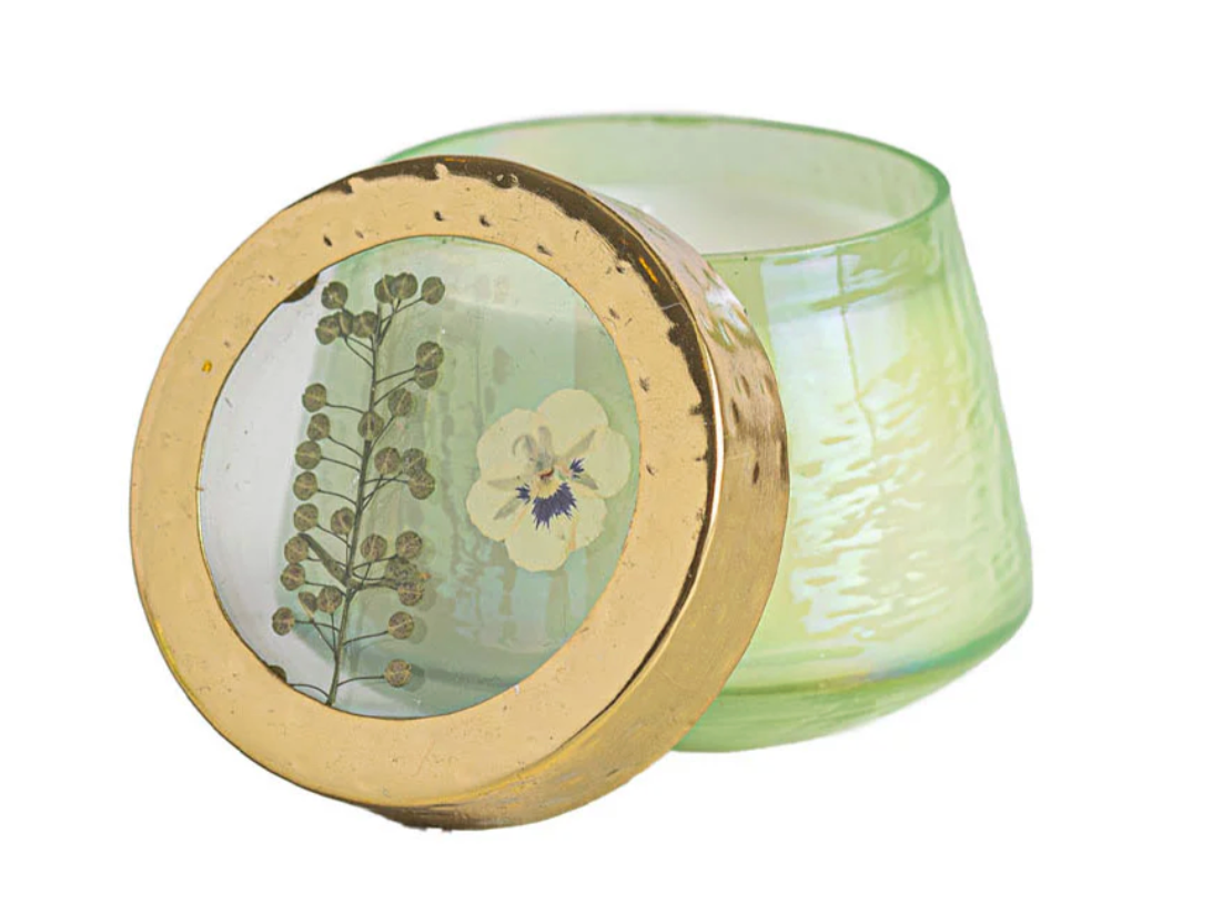 Petite Watercolor Pressed Floral Candle -Tomato Vine