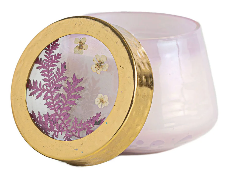 Petite Watercolor Pressed Floral Candle - Blackberry + Coconut
