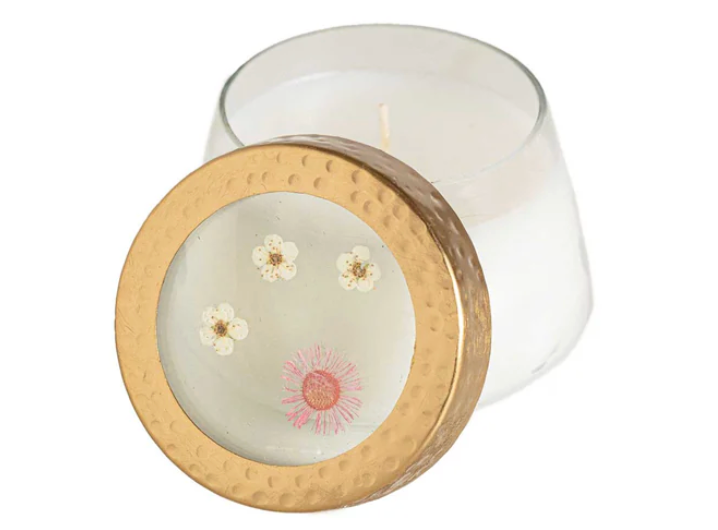 Petite Pressed Floral Candle - Apricot Rose