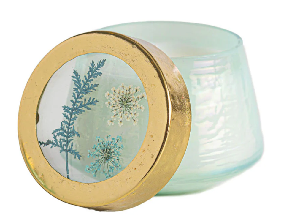 Petite Watercolor Pressed Floral Candle - Pacific Coast