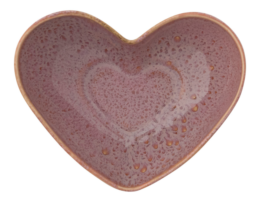 Stoneware Heart Shaped Bowl, 2 Colors (Each One Will Vary)
