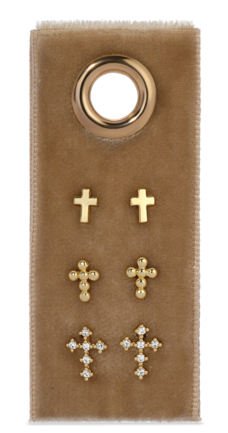 Multi Cross Velvet Set/3 Stud Gift Set
