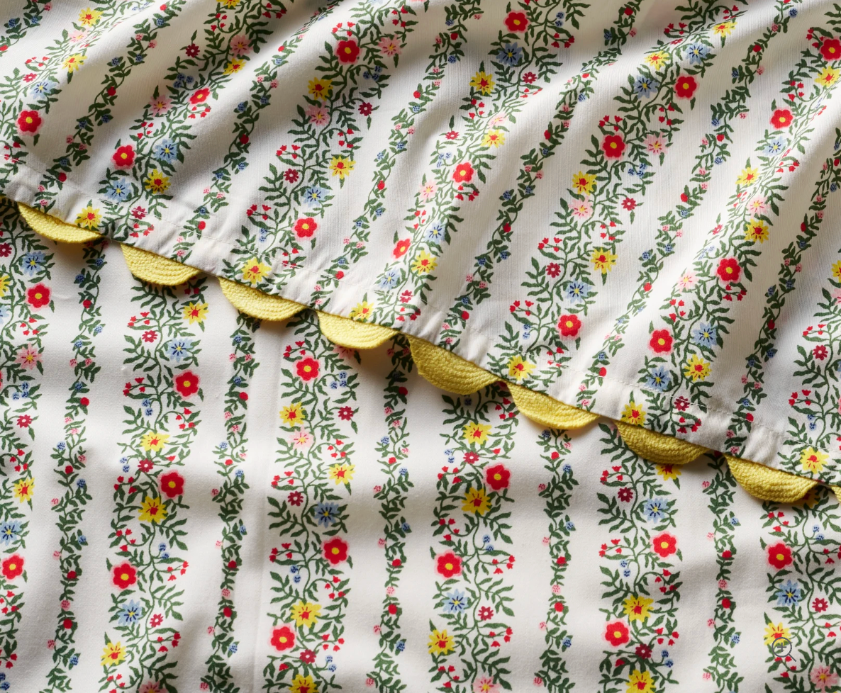Rosette Stripe Cotton Tablecloth 70x90