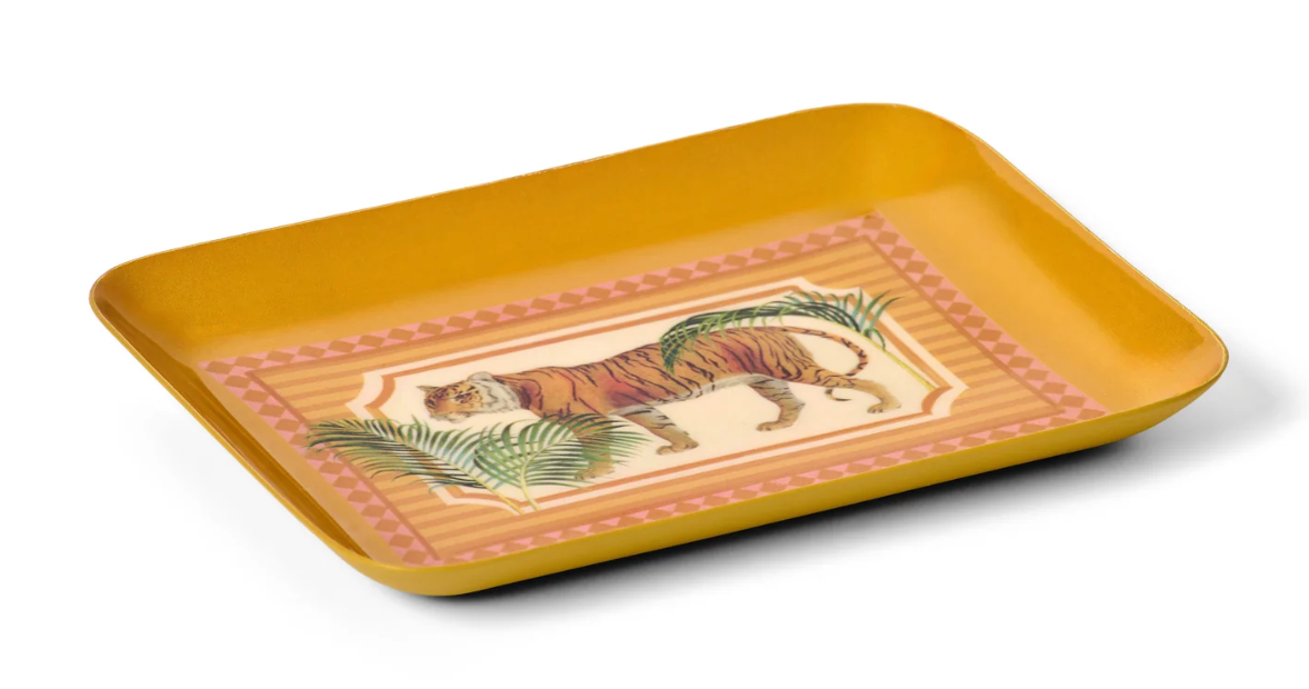 Rectangular Enamel Tray - Tiger
