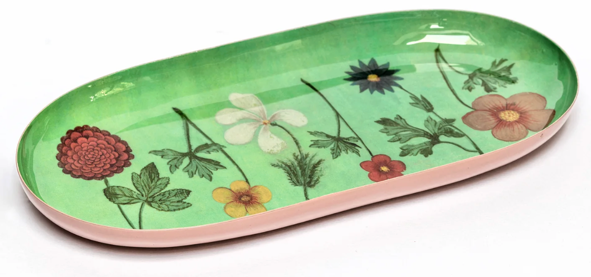 Festival of Flowers Oval Enamel Tray
