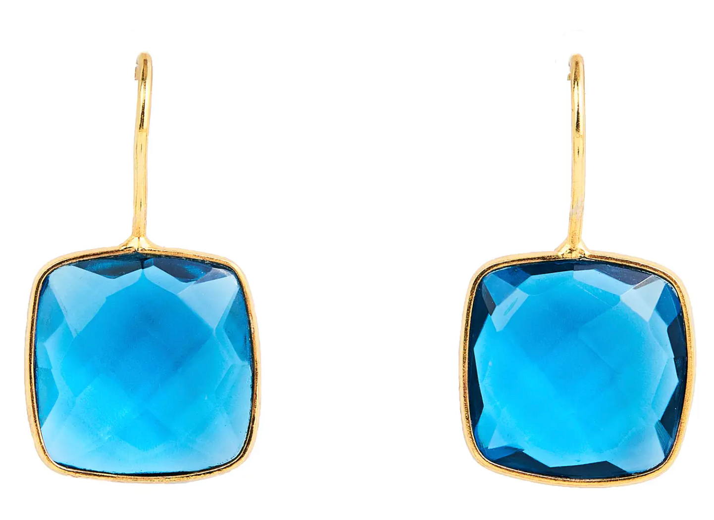 Blue Topaz Cushion Cut Earrings