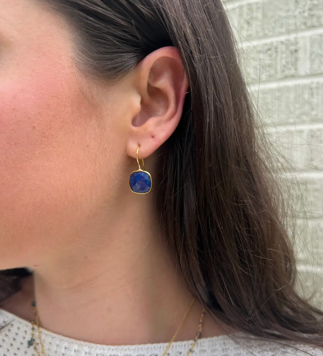 Sapphire Cushion Cut Earrings