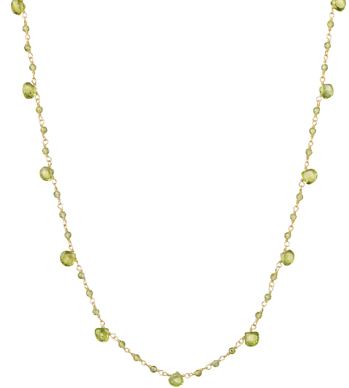 Peridot Gemstone Teardrops Necklace