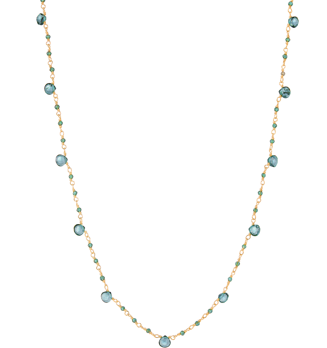 Blue Topaz Gemstone Teardrops Necklace