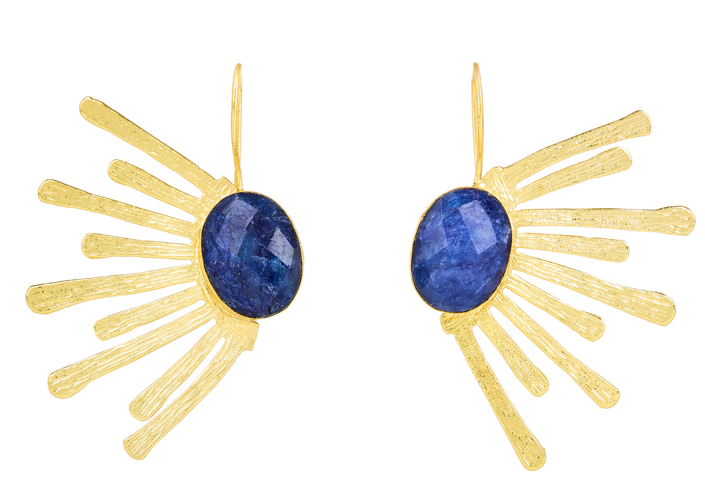 Sapphire Sideways Sunburst Earrings