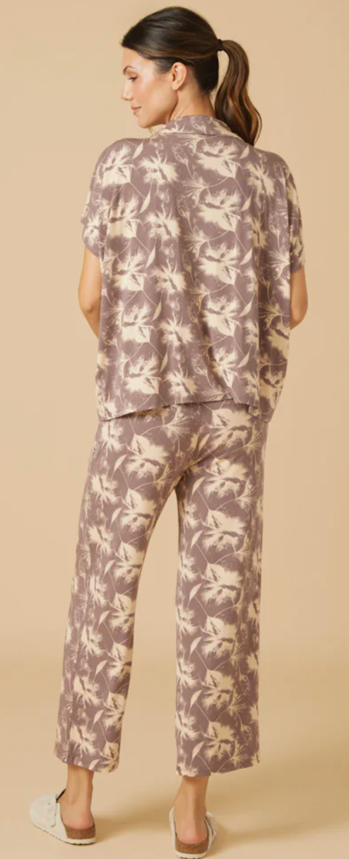 Caftan Top Cropped Pant Set- Driftwood Floral