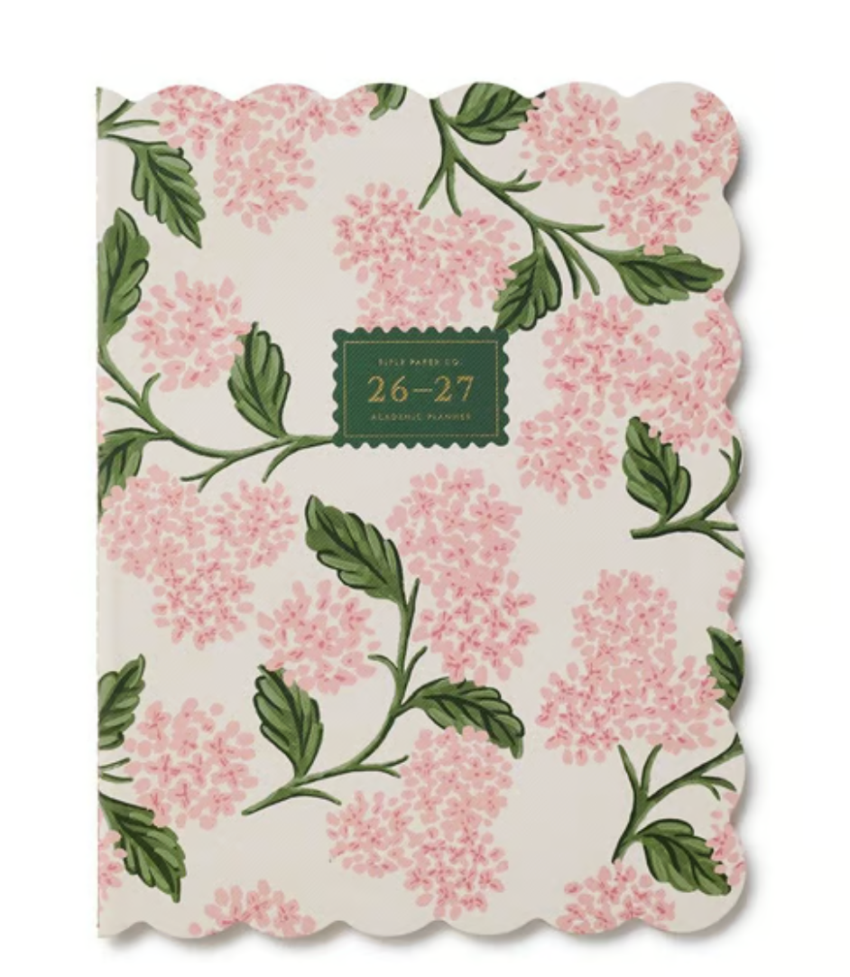 2027 Pink Hydrangea 12-Month Academic Appointment Notebook