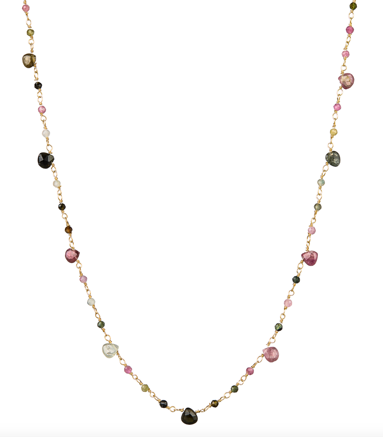 Multi Tourmaline Gemstone Teardrops Necklace