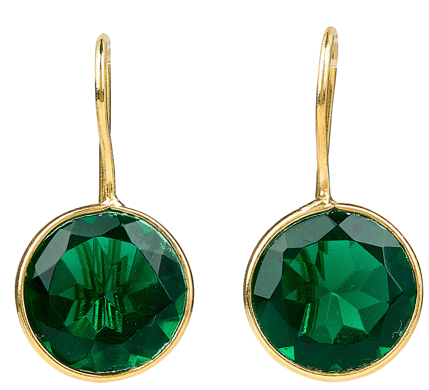 Green Tourmaline Round Bezel Gemstone Earrings