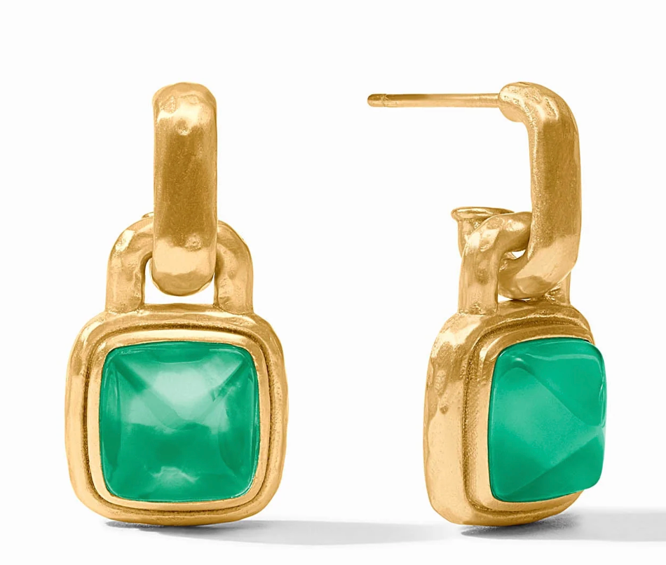 Sahara Hoop & Charm Earring-Iridescent Emerald Green