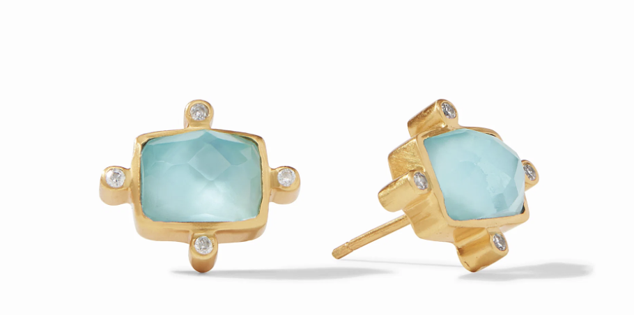 Clara Stud-Iridescent Bahamian Blue