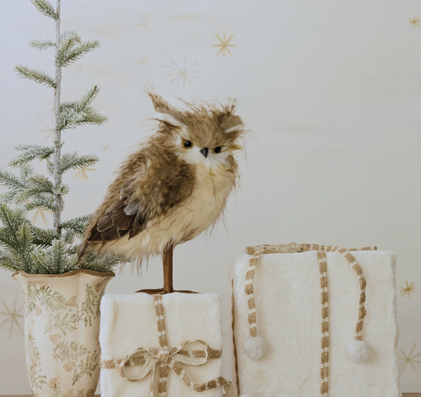 Faux Fur Owl, Brown & White