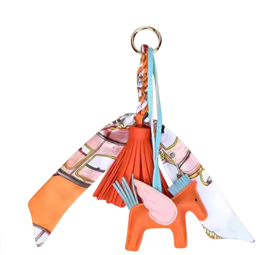 Horse and Scarf Bag Charm- Orange