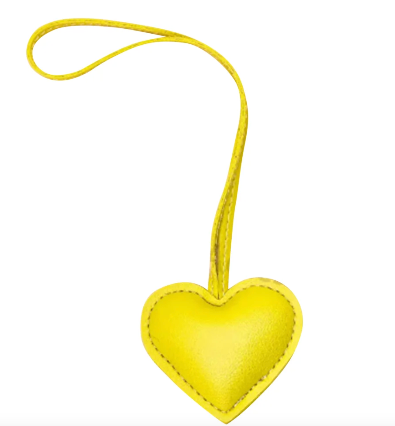 Faux Leather Heart Charm - Yellow