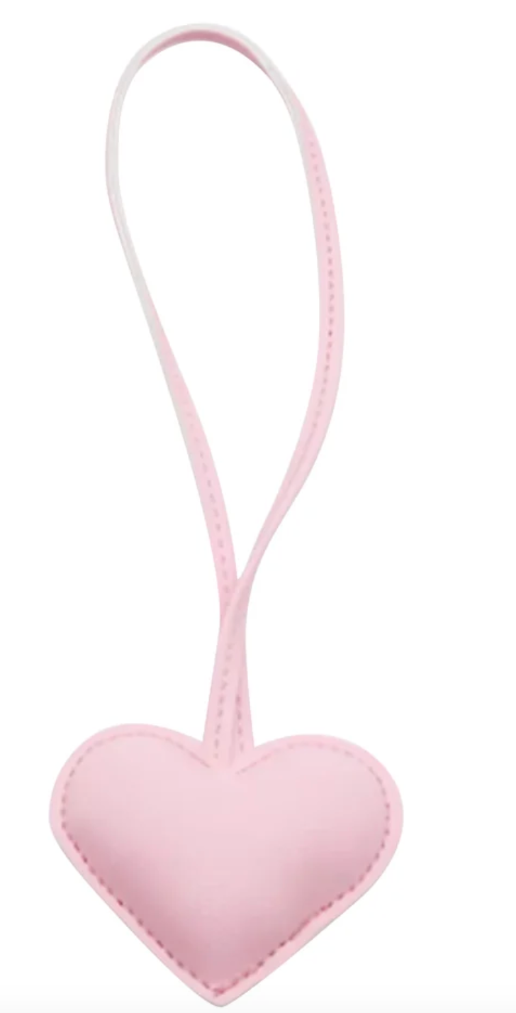 Faux Leather Heart Charm - Baby Pink