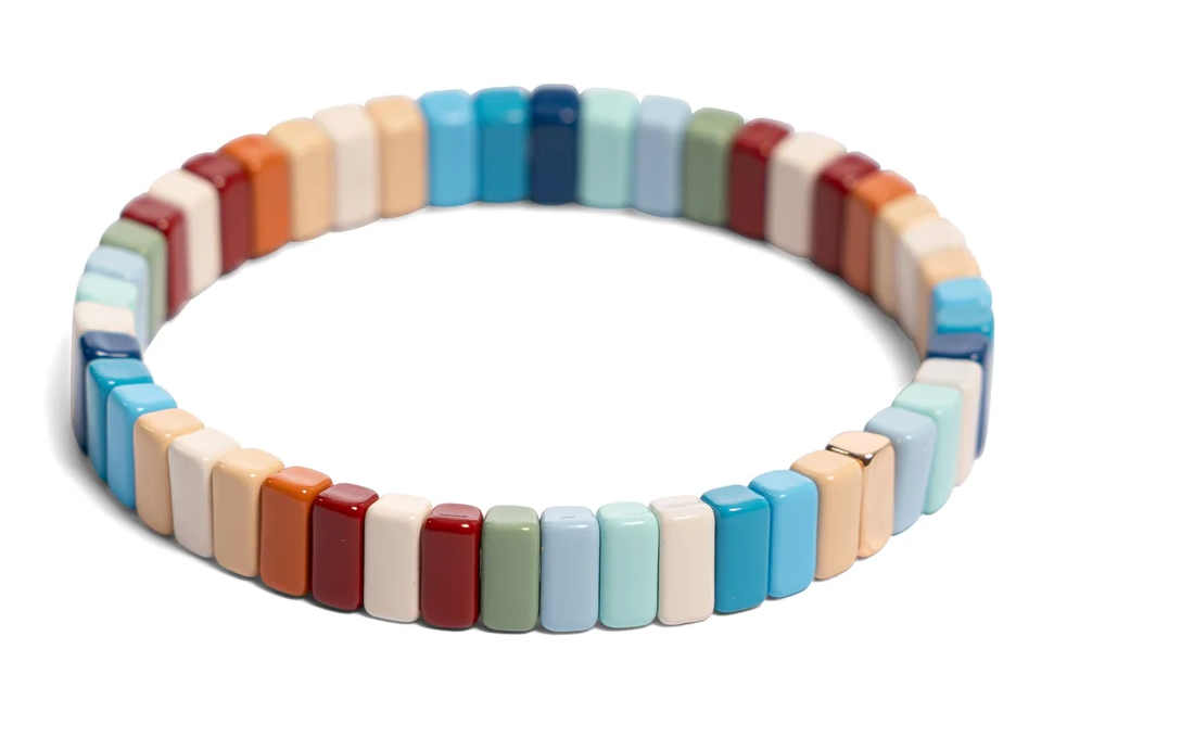 Caramel & Blue Tile Bracelet