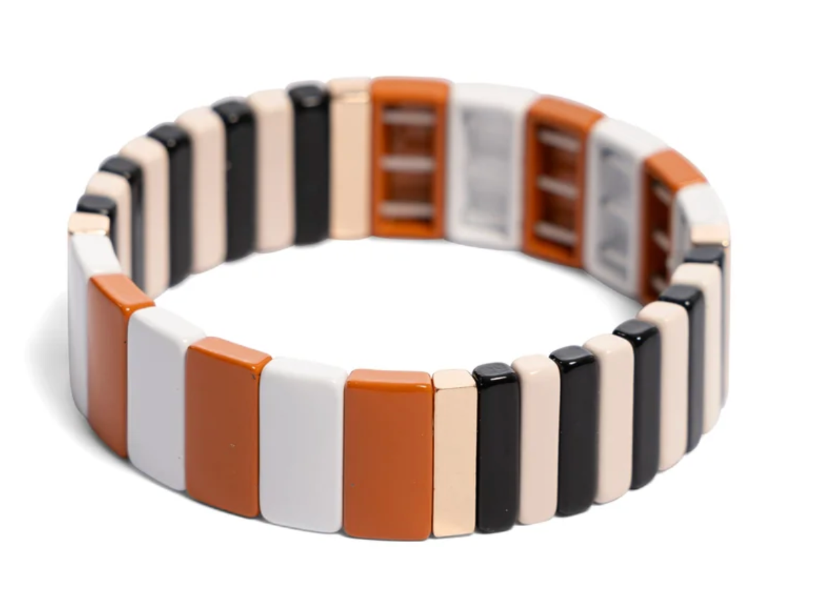 Scotch Kiss Bracelet-Caramel, White & Black Tall Tile Bracelet