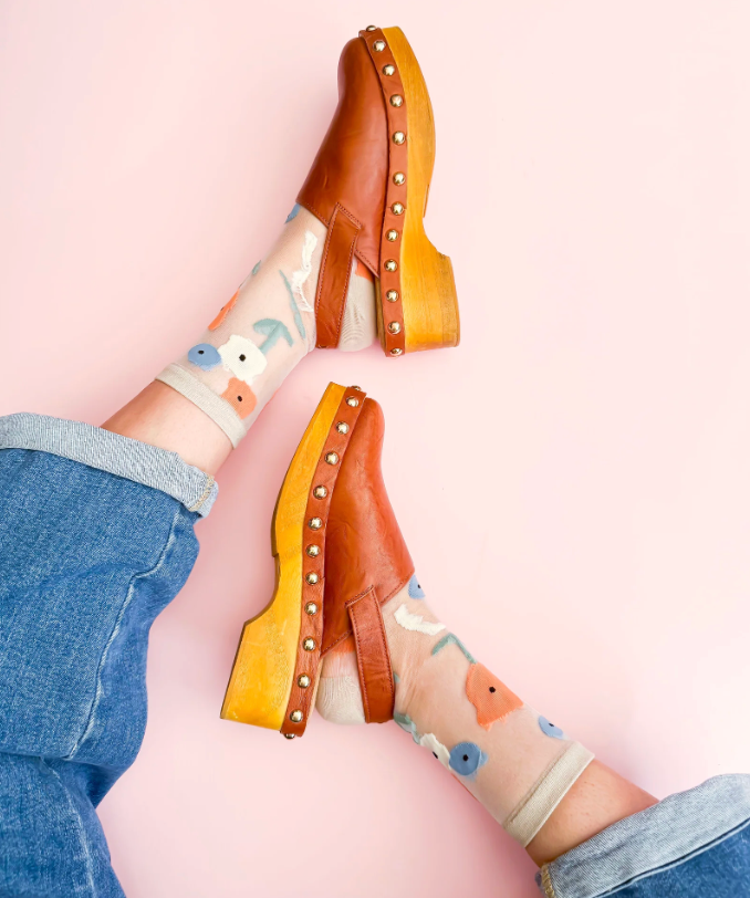 Glass Socks- Sheer and Breathable-Transparent Tulips