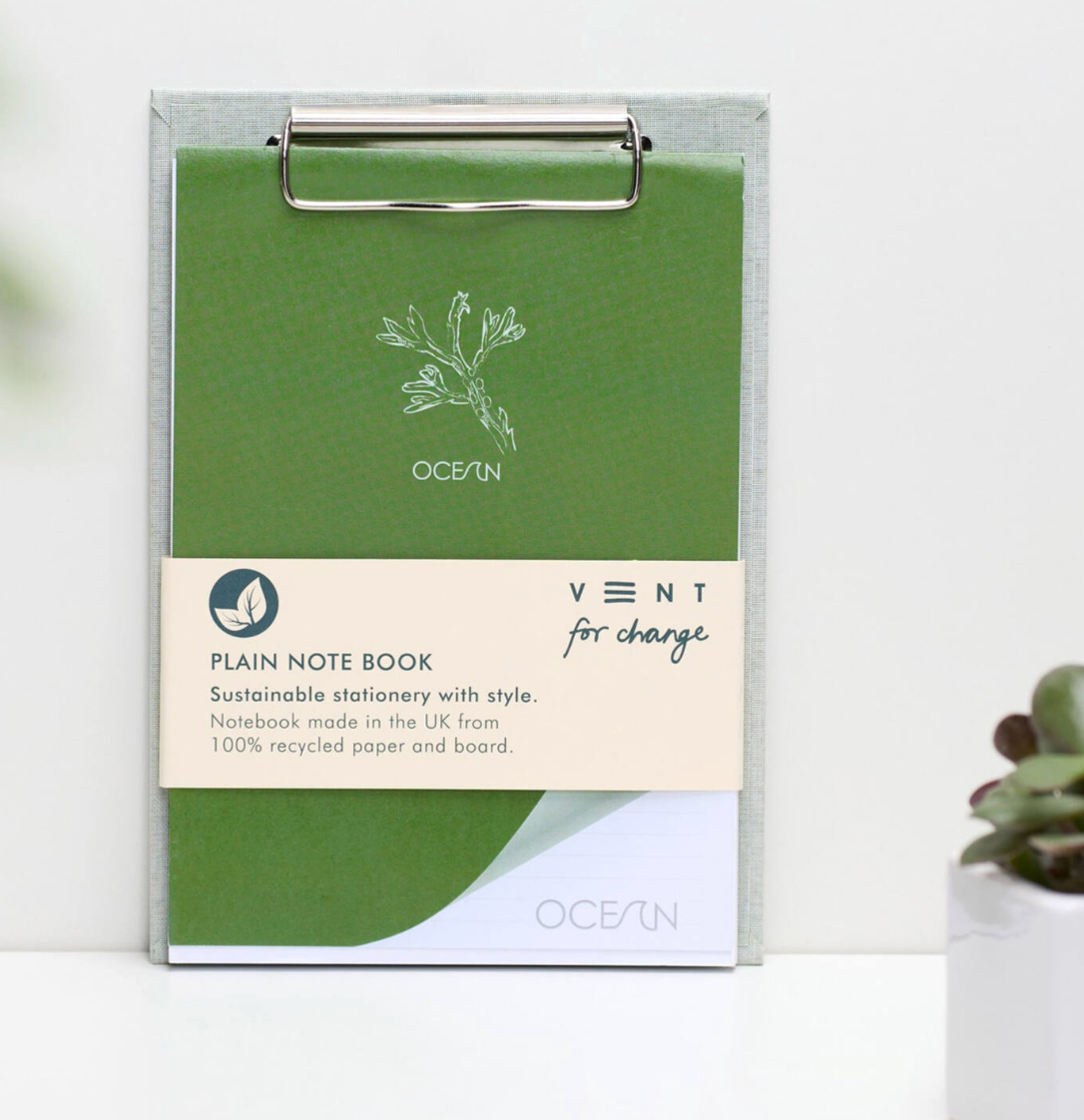 A5 Clipboard & Notepad – Recycled Ocean Plastics – Algae Green
